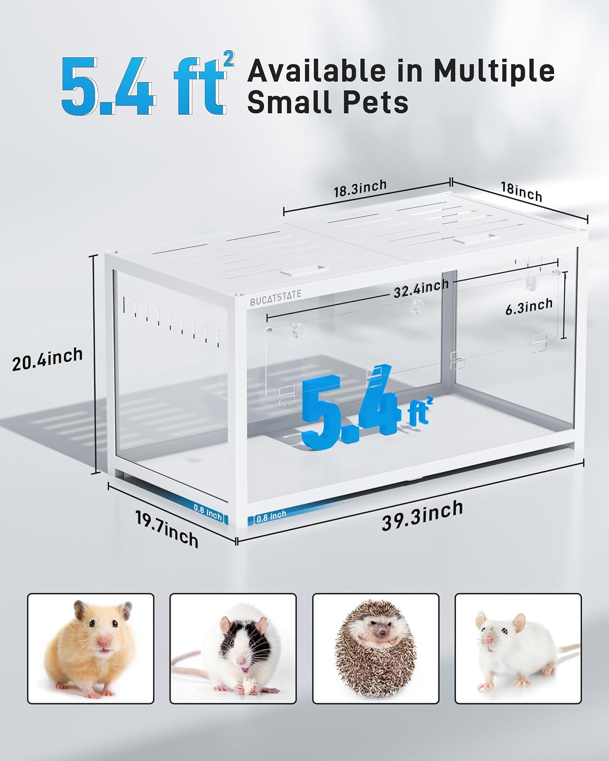 BUCATSTATE Hamster Cage 3.0, 39in, White - GlobalHabitat Supply