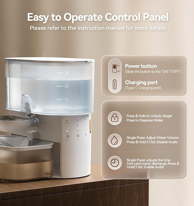 Wireless Cat Water Fountain No Filters, Wastewater Separation, FEELNEEDY - Image 7
