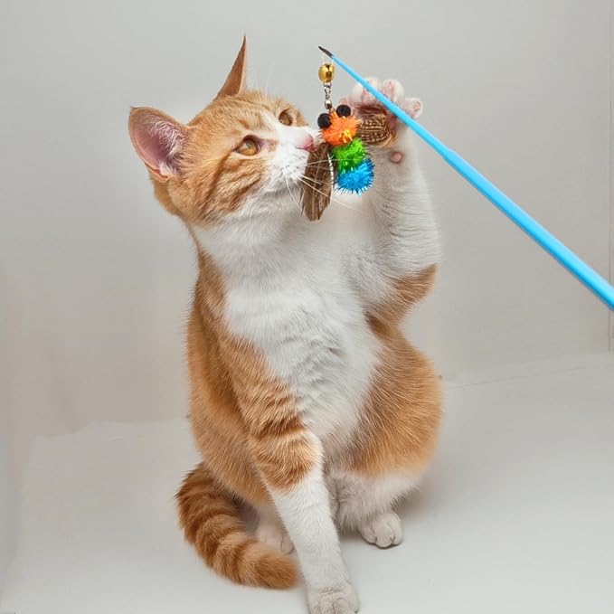 6 PCS Insect Bees, Feather Cat Toys, Kitty Wand Toy Refill, Cat Toy Wand - Image 7