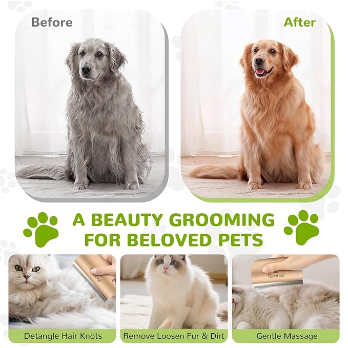 Pawaboo Deshedding Brush for Dogs & Cats, Dog Hair Removal Comb - Image 5