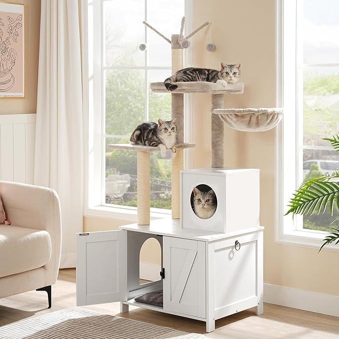 HOOBRO Cat Tree Tower with Litter Box Enclosure - Image 2