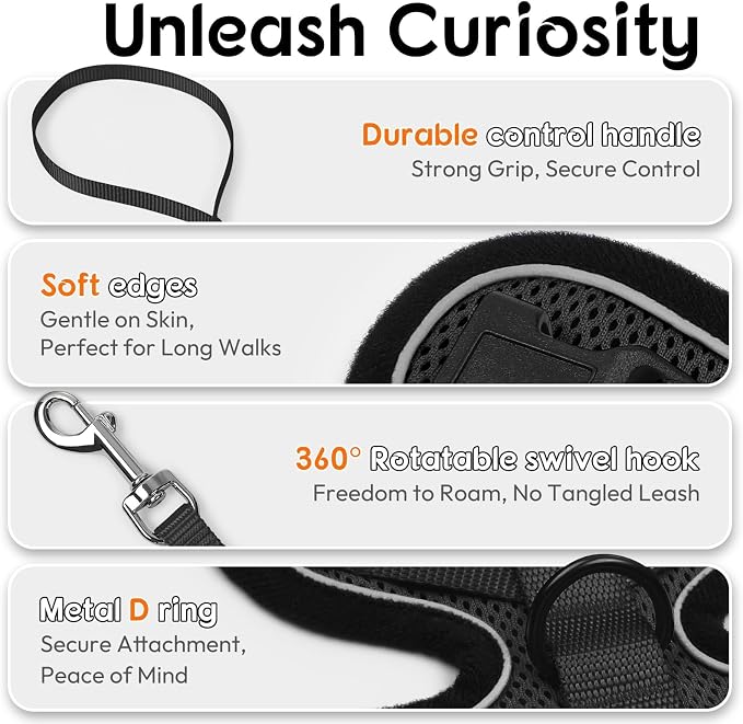 Dooradar Cat Harness and Leash Set, Escape Proof Safe Adjustable Kitten Vest - Image 7