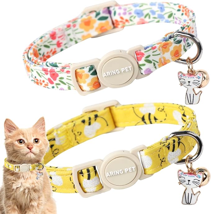ARING PET 2 Pack Cat Collars-Cute Breakaway Cat Collar by ARINGPET