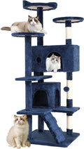FDW | 54" Cat Tree Tower | Dark Blue | Multi-Level Indoor Activity Center by FDW