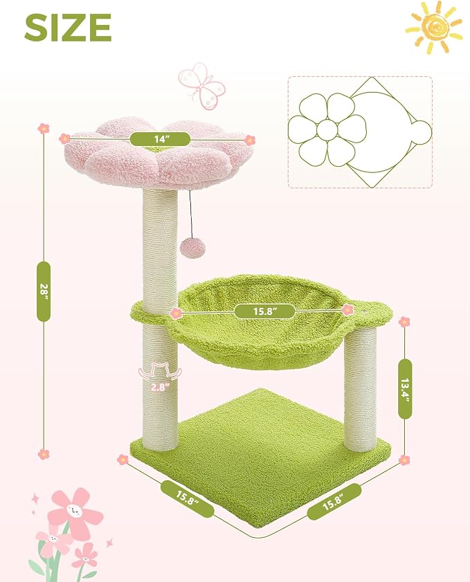 Flower Cat Tree, Large Hammock for Indoor Small Cats, Cute Cat Tree - Image 4