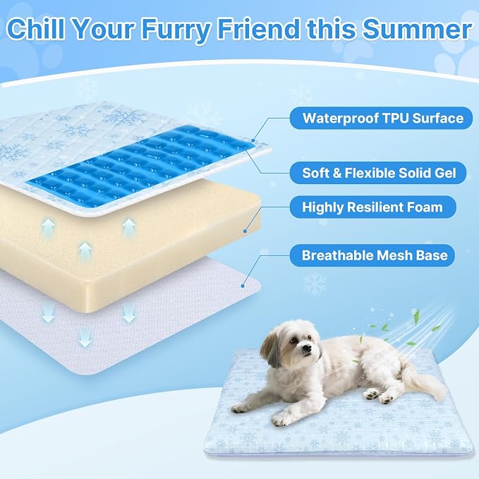 Atsuwell Dog Cooling Mat for Medium Dogs, Orthopedic Joint Support Cool Dog Bed - Image 2