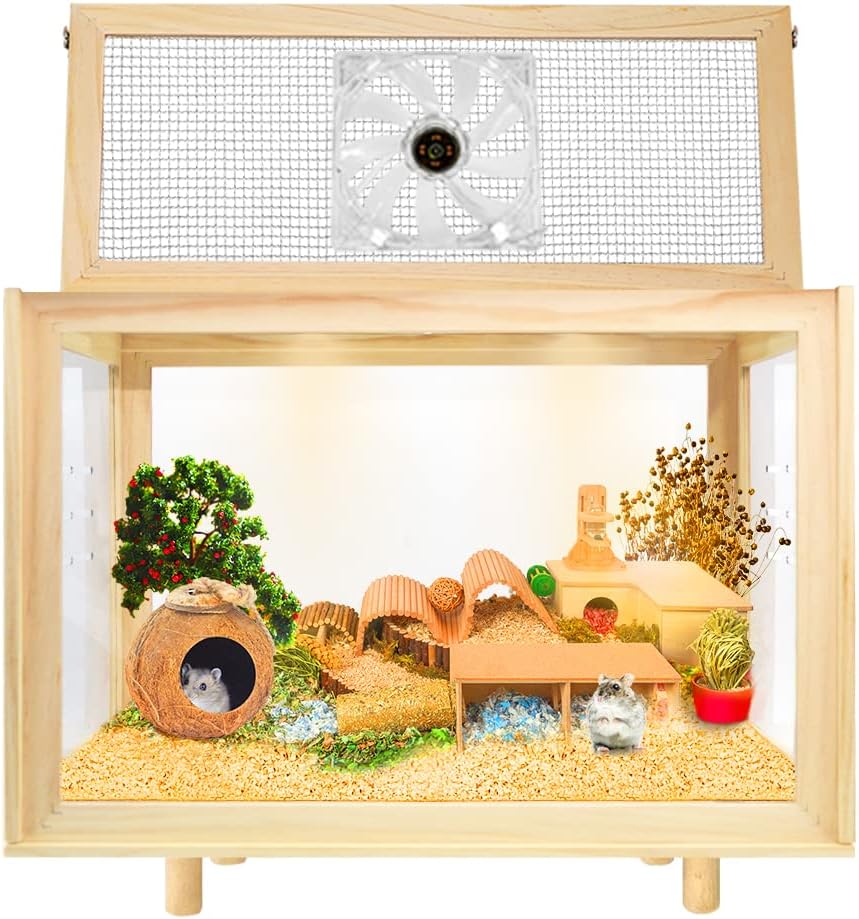 Large Wooden Hamster Habitat, 22.8 x 15.7 x 18.85 Inch - GlobalHabitat Supply