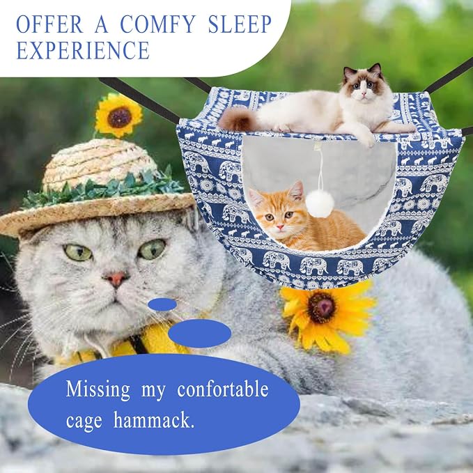 JSPYFITS Cat Cage Hammock with Ball, Double Layer Hanging Adjustable Soft Pet - Image 7