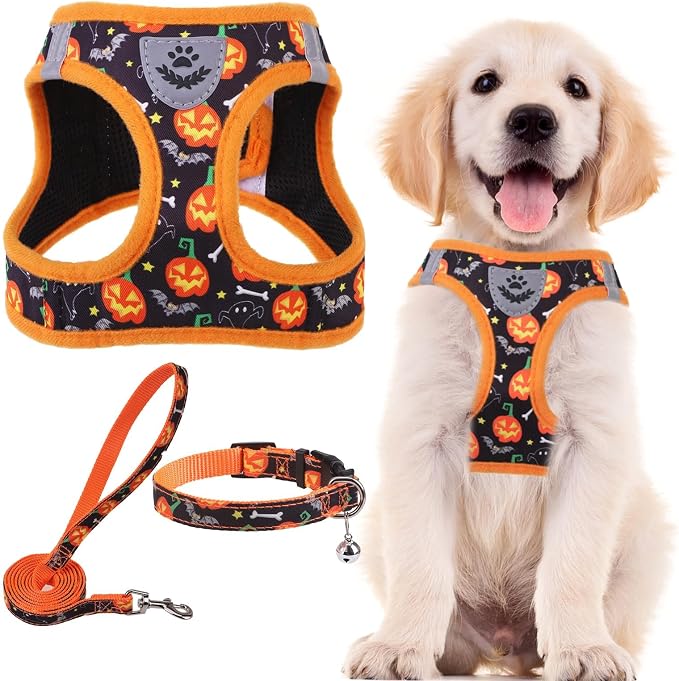 PUPTECK Adjustable Dog Harness Collar and Leash Set Step in No Pull Pet Harness by PUPTECK