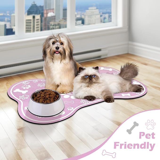 Dog Cat Mat for Food and Water, Rapid Absorbent Pet Feeding Mat, Bone Shaped - Image 6