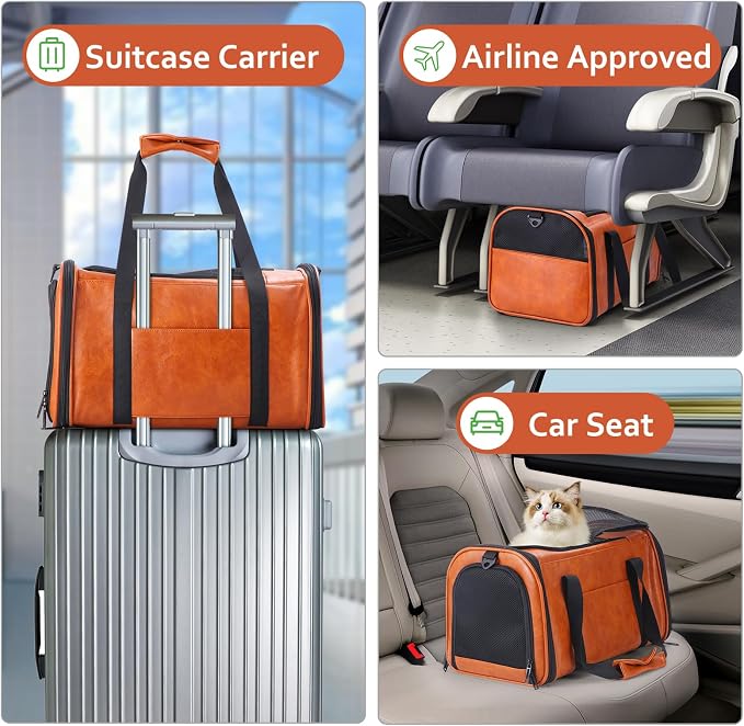 Fashion Leather Dog Carrier Cat Carrier Airline Approved Pet Carrier - Image 6