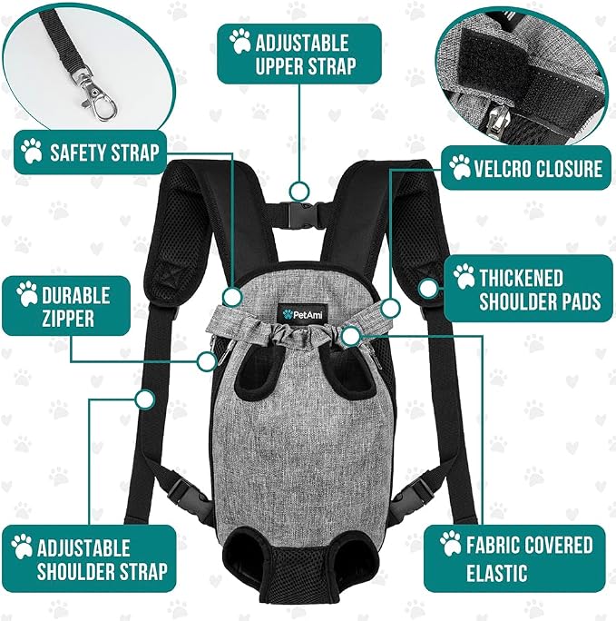 PetAmi Dog Carrier Backpack, Adjustable Pet Cat Front Carrier Backpack - Image 4