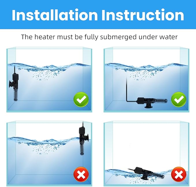 AQUANEAT Aquarium Heater, 25W Small Betta Fish Tank Heater, Mini Preset Water - Image 4