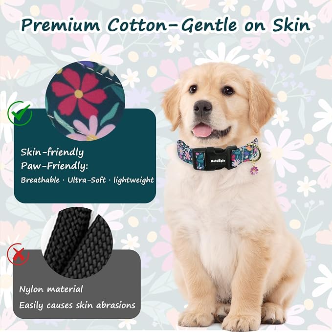 Dog Collar for Medium Dogs, Spring Dark Green Dog Collars - Image 3