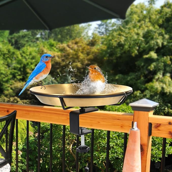 Deck Mounted Bird Bath Bird Feeder Bowl - Image 5