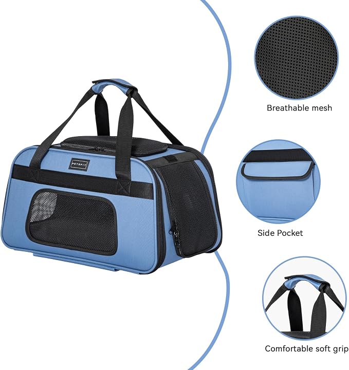 Petsfit Pet Carrier with Wheels, Rolling Cat Carrier - Image 5