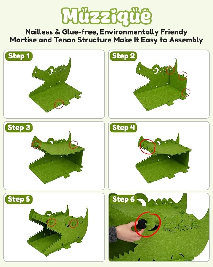 Cat Bed House, for 25 LBs Indoor Cats&Small Dogs, Large Cute Crocodile Felt Pet - Image 7