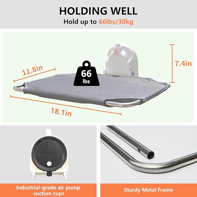 Cat Window Perch for Small Window, Cordless Cat Window Hammock, Cats Seat for - Image 7
