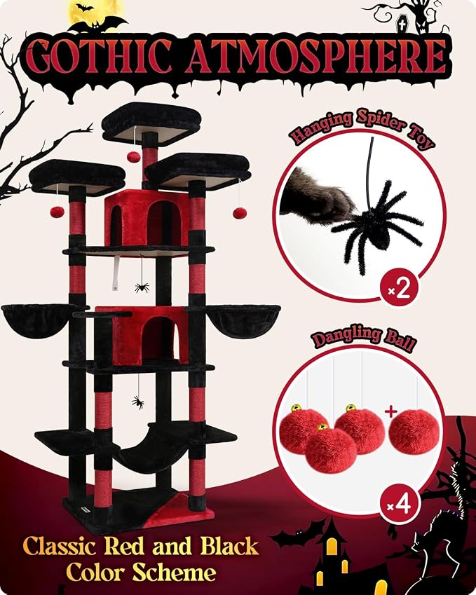 Globlazer Gothic Cat Tree, 80inch Goth Cat Tower - Image 5