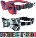 Cat Collar Breakaway with Bell and Bow Tie, Plaid Design Adjustable Safety by Ximipet