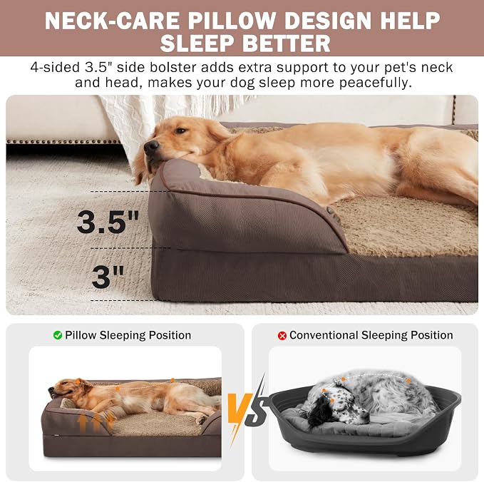 INVENHO Orthopedic Dog Bed for Extra Large Dogs, XXL Egg-Crate Foam Dog Couch - Image 5