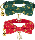 Christmas Cat Collar 2 Pack Cotton Bowtie Cat Collars Glittery Snowflakes Cute by Ewinoom