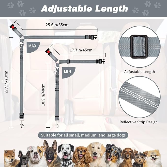 BWOGUE Pet Dog Cat Seat Belt Reflective Car Dog Headrest Restraint Leash - Image 2