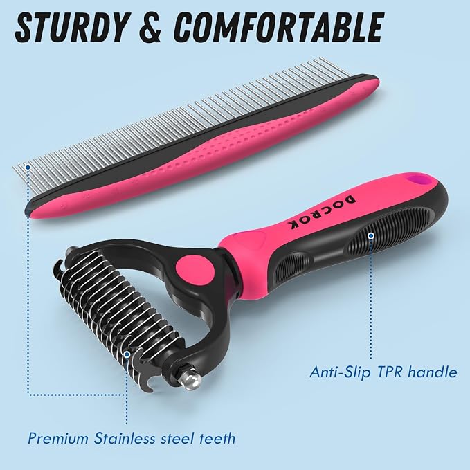 Pet Grooming Brush & Comb Combo, Cat & Dog Brush - Image 6