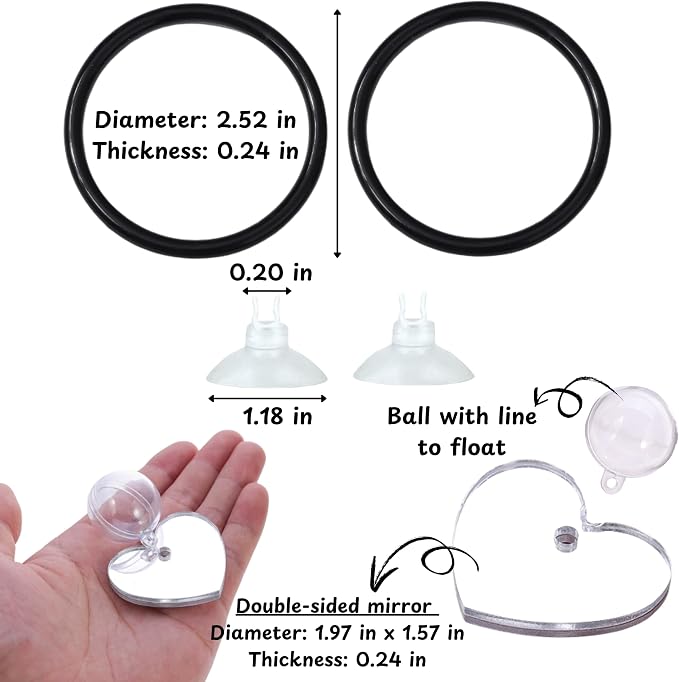 Betta Ring and Mirror Toy for Aquarium, Floating Exercise Mirrors for Fish Tank - Image 2