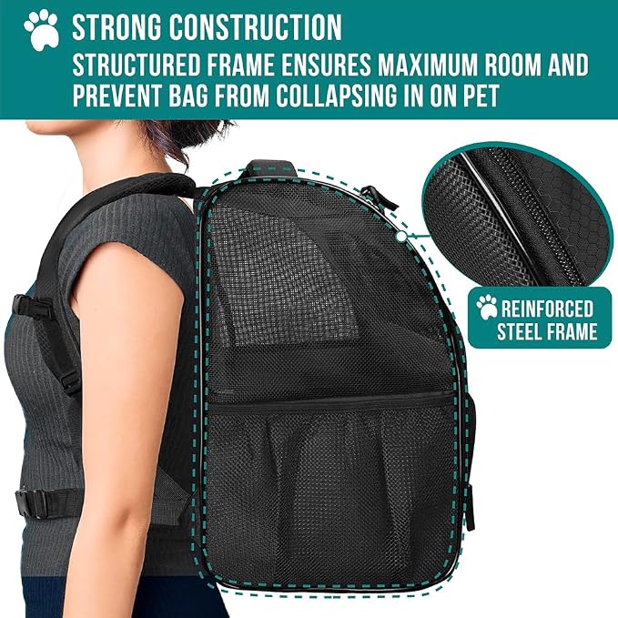 PetAmi Dog Backpack Carrier for Small Large Cat, Ventilated Pet Hiking Backpack - Image 6