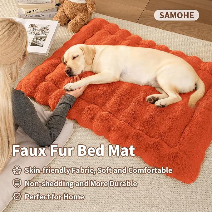 Self-Warming Dog Bed, Plush Faux Fur Mat - Image 2