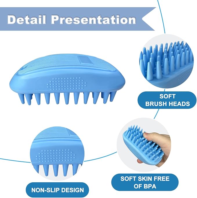 3PCS Dog Bath Brush, Dog Shampoo Brush, Dog Scrubber - Image 4