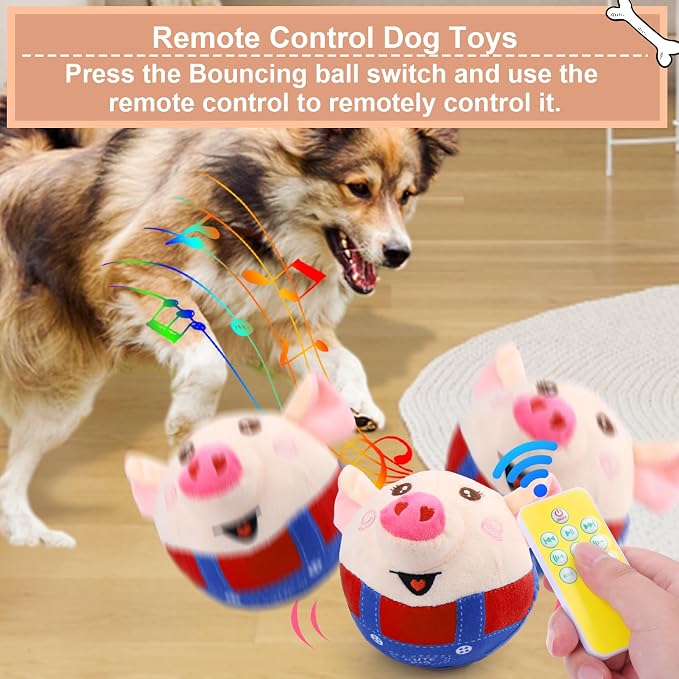 BABORUI Remote Control Interactive Dog Toys Pig, Jumping Squeaky Dog Toys - Image 2
