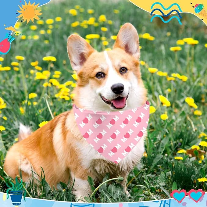 Mother Day Dog Bandanas, I Love Mom Dog Scarf, Accessories - Image 6