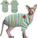 DENTRUN Hairless Cats Shirt Breathable Cat Daily Wear Clothes Stripe Vest by DENTRUN