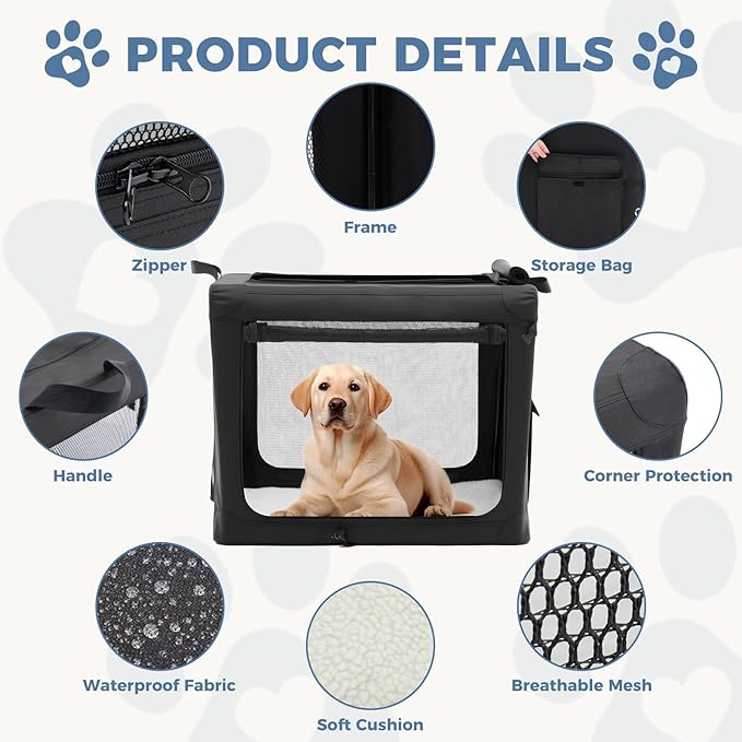 DUMOS Dog Crate 24 Inch Travel Cat Pet Carrier - Image 3
