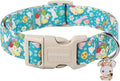 DOGWONG Easter Dog Collar, Cute Flower Bunny Eggs Dog Collar Pink Pet Collar