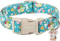 DOGWONG Easter Dog Collar, Cute Flower Bunny Eggs Dog Collar Pink Pet Collar
