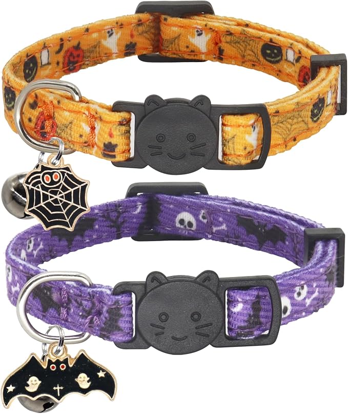 Halloween Cat Collar, Cotton 2 Pack Cat Collar by Giecooh