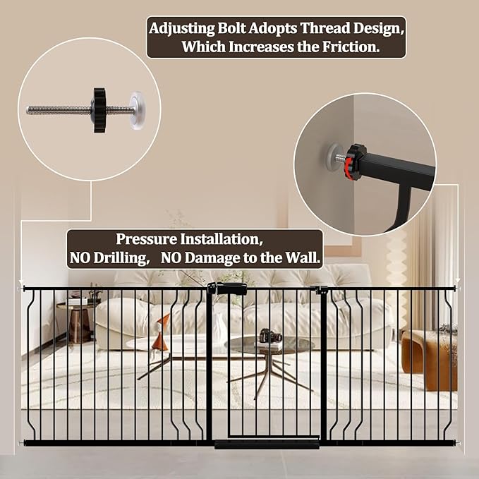 WAOWAO Baby Gate 52.76-62.2" Extra Wide Pressure Mounted Walk Through Swing - Image 5