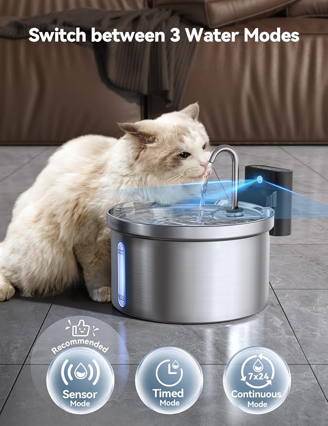 Wireless Cat Water Fountain FEELNEEDY Stainless Steel Automatic Pet Water - Image 4