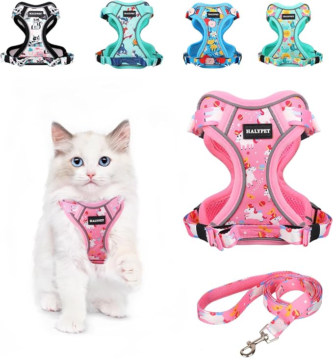 Halypet Cat Harness and Leash Set Cute Escape Proof Vest Harness by DOMoreWithYourPet