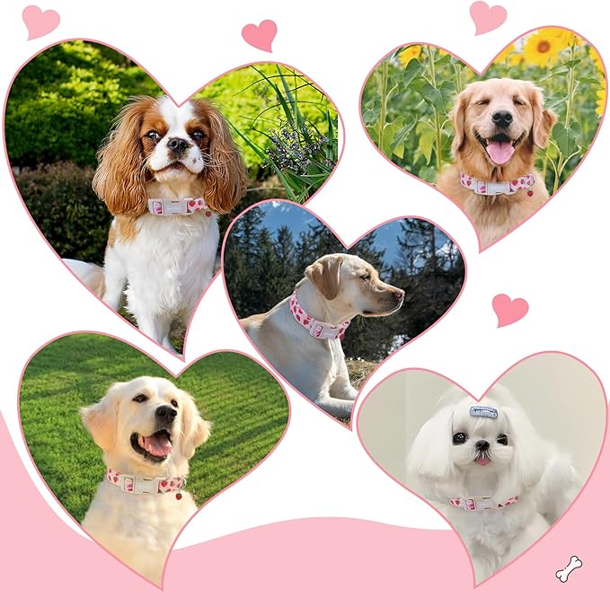 Pink Dog Collar for Small Dogs, Cute Dog Collars Girl Puppy Collar - Image 7