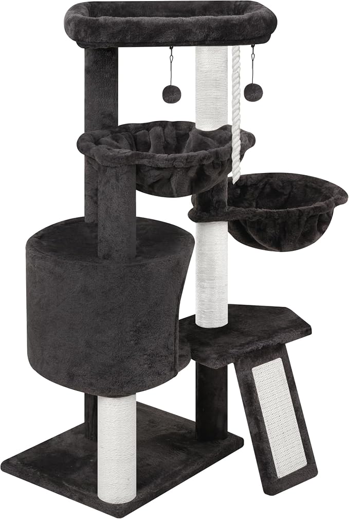 Xin Three Layer Cat Tree with Cat Condo and Two Hammocks, Darkgray … - Image 6