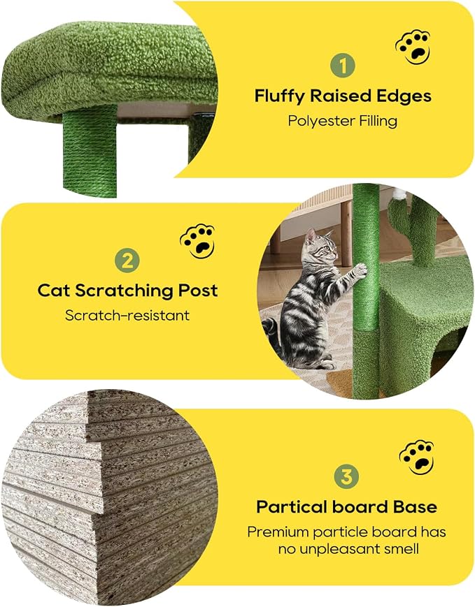 SYANDLVY 27" Cactus Cat Tree for Indoor Cats, Modern Kitten Condo - Image 5