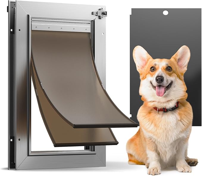 Dog Door All Aluminum Medium, Doggy Doggie Cat Door, Heavy Duty Pet Door by HomePage