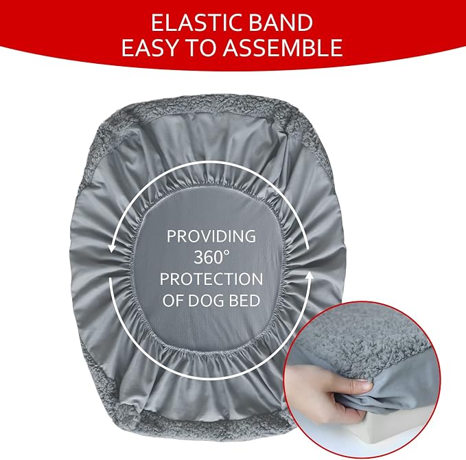 Dog Bed Covers Soft Plush Replacement Washable, Waterproof Pet Bed Liner Grey - Image 5