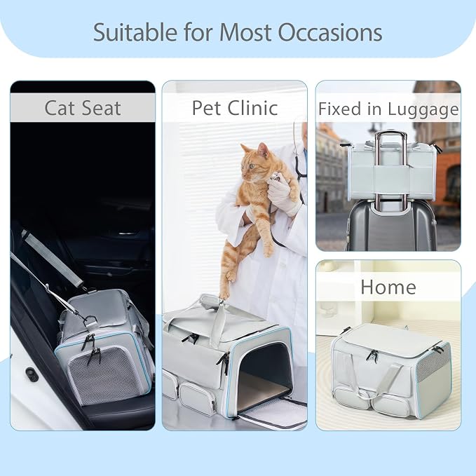Cat, Dog Carrier for Pets up to 15 lbs, Soft-Sided Collapsible Pet Carrier - Image 9