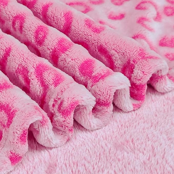 Bnuitland Pink Leopard Print Flannel Throw Blanket, 300 GSM Double Sided Fuzzy - Image 6