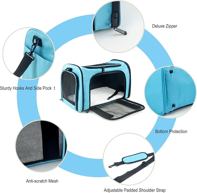 Soft Sided Carrier for Small Medium Cats Dogs, TSA Airline Approved Collapsible - Image 6
